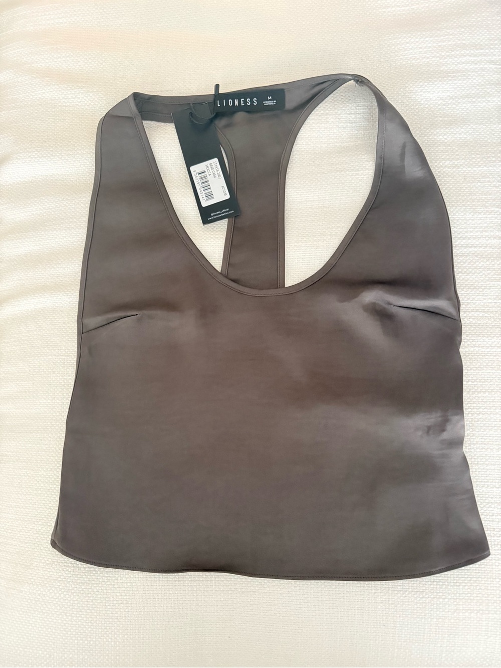 Lioness Satin Scoop Neck Cropped Tank - Brown - Picture 4 of 6